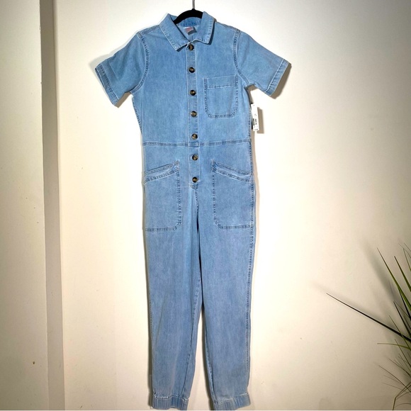 Denim Jogger Jumpsuit - Picture 1 of 5